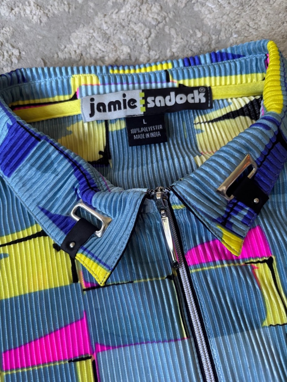 jamie sadock Geo Block Print Polo — Blue, Yellow, Pink - Picture 2 of 3
